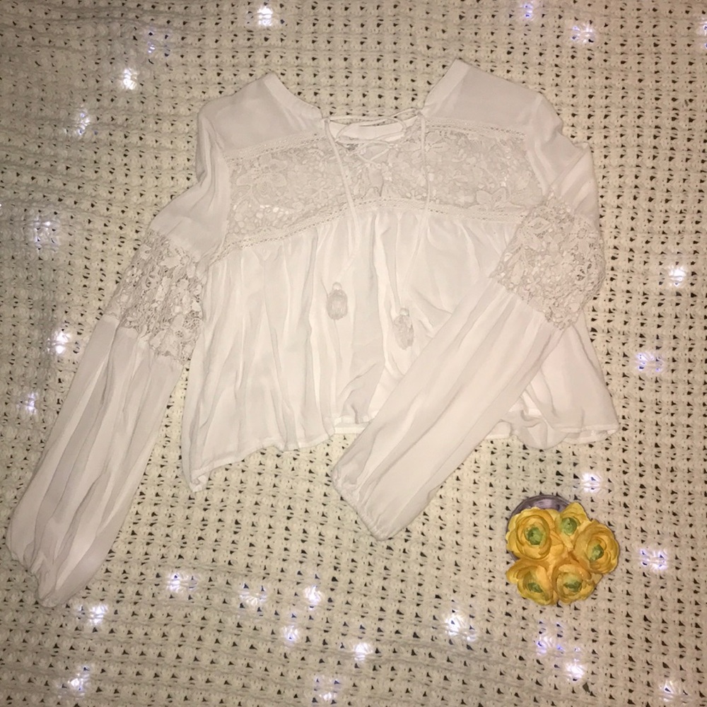 Cropped white long sleeve